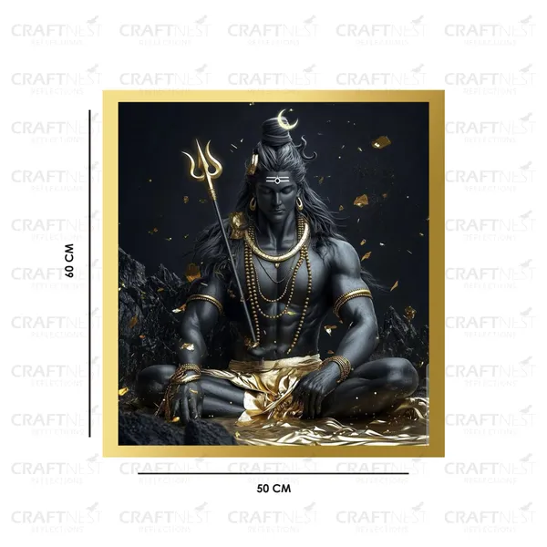 Craftnest_Reflections_Lord_Shiva_Religious_60X50_Cm_Wall_Frame,_Canvas_Printed_Golden_Framed_For_Home_Decor_Spiritual_Lord_For_Office,_Studio,_Bedroom,_Living_Room,_Design_3