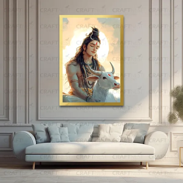 Craftnest_Reflections_Lord_Shiva_Religious_91X60_Cm_Wall_Frame,_Canvas_Printed_Golden_Framed_For_Home_Decor_Spiritual_Lord_For_Office,_Studio,_Bedroom,_Living_Room,_Design_4