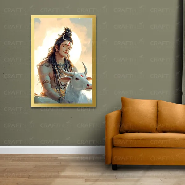 Craftnest_Reflections_Lord_Shiva_Religious_91X60_Cm_Wall_Frame,_Canvas_Printed_Golden_Framed_For_Home_Decor_Spiritual_Lord_For_Office,_Studio,_Bedroom,_Living_Room,_Design_4