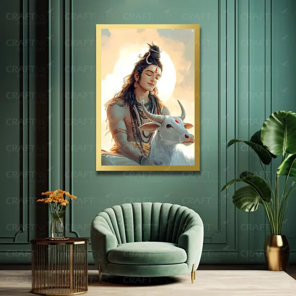Craftnest_Reflections_Lord_Shiva_Religious_91X60_Cm_Wall_Frame,_Canvas_Printed_Golden_Framed_For_Home_Decor_Spiritual_Lord_For_Office,_Studio,_Bedroom,_Living_Room,_Design_4