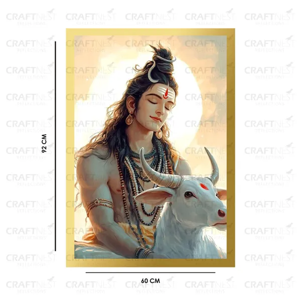 Craftnest_Reflections_Lord_Shiva_Religious_91X60_Cm_Wall_Frame,_Canvas_Printed_Golden_Framed_For_Home_Decor_Spiritual_Lord_For_Office,_Studio,_Bedroom,_Living_Room,_Design_4