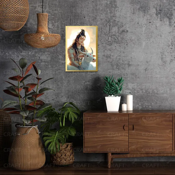 Craftnest_Reflections_Lord_Shiva_Religious_30X20_Cm_Wall_Frame,_Canvas_Printed_Golden_Framed_For_Home_Decor_Spiritual_Lord_For_Office,_Studio,_Bedroom,_Living_Room,_Design_4