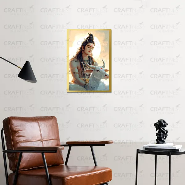 Craftnest_Reflections_Lord_Shiva_Religious_30X20_Cm_Wall_Frame,_Canvas_Printed_Golden_Framed_For_Home_Decor_Spiritual_Lord_For_Office,_Studio,_Bedroom,_Living_Room,_Design_4