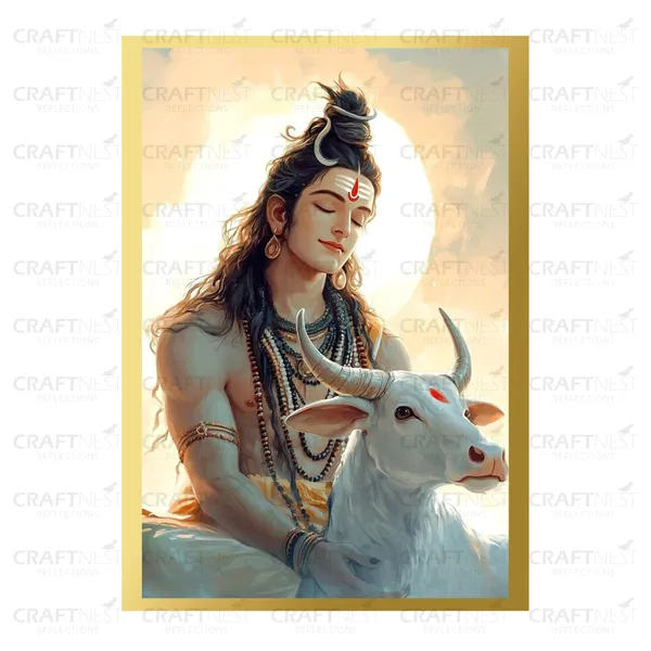Craftnest_Reflections_Lord_Shiva_Religious_30X20_Cm_Wall_Frame,_Canvas_Printed_Golden_Framed_For_Home_Decor_Spiritual_Lord_For_Office,_Studio,_Bedroom,_Living_Room,_Design_4