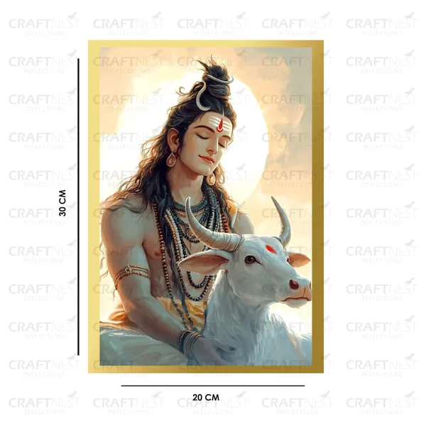 Craftnest_Reflections_Lord_Shiva_Religious_30X20_Cm_Wall_Frame,_Canvas_Printed_Golden_Framed_For_Home_Decor_Spiritual_Lord_For_Office,_Studio,_Bedroom,_Living_Room,_Design_4
