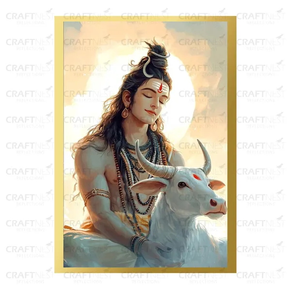 Craftnest_Reflections_Lord_Shiva_Religious_42X30_Cm_Wall_Frame,_Canvas_Printed_Golden_Framed_For_Home_Decor_Spiritual_Lord_For_Office,_Studio,_Bedroom,_Living_Room,_Design_4