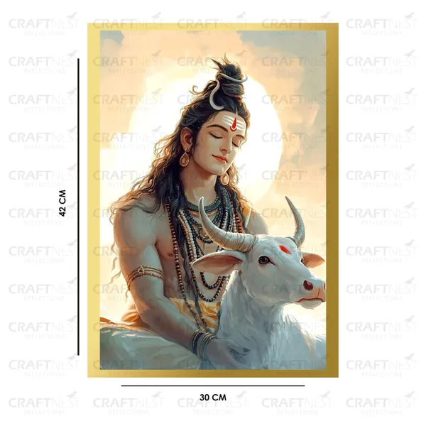 Craftnest_Reflections_Lord_Shiva_Religious_42X30_Cm_Wall_Frame,_Canvas_Printed_Golden_Framed_For_Home_Decor_Spiritual_Lord_For_Office,_Studio,_Bedroom,_Living_Room,_Design_4