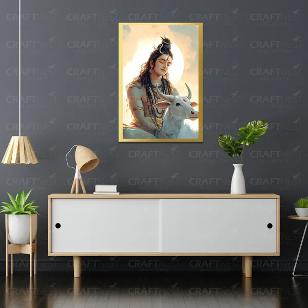 Craftnest_Reflections_Lord_Shiva_Religious_42X30_Cm_Wall_Frame,_Canvas_Printed_Golden_Framed_For_Home_Decor_Spiritual_Lord_For_Office,_Studio,_Bedroom,_Living_Room,_Design_4