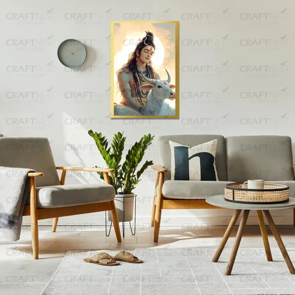 Craftnest_Reflections_Lord_Shiva_Religious_42X30_Cm_Wall_Frame,_Canvas_Printed_Golden_Framed_For_Home_Decor_Spiritual_Lord_For_Office,_Studio,_Bedroom,_Living_Room,_Design_4