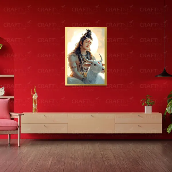 Craftnest_Reflections_Lord_Shiva_Religious_42X30_Cm_Wall_Frame,_Canvas_Printed_Golden_Framed_For_Home_Decor_Spiritual_Lord_For_Office,_Studio,_Bedroom,_Living_Room,_Design_4