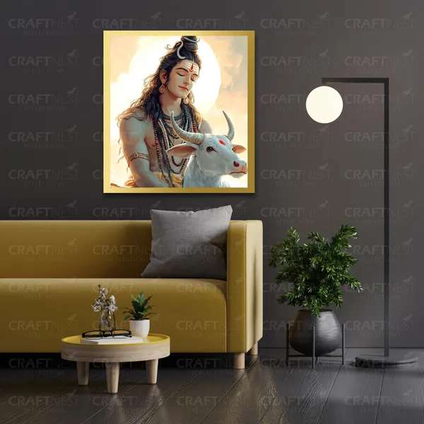 Craftnest_Reflections_Lord_Shiva_Religious_60X50_Cm_Wall_Frame,_Canvas_Printed_Golden_Framed_For_Home_Decor_Spiritual_Lord_For_Office,_Studio,_Bedroom,_Living_Room,_Design_4