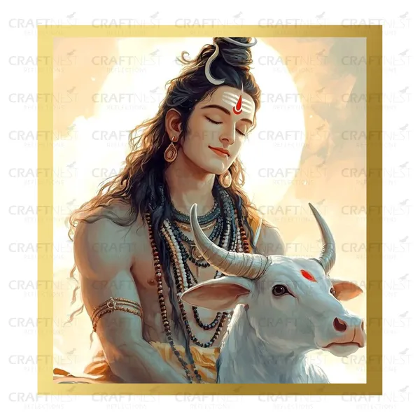 Craftnest_Reflections_Lord_Shiva_Religious_60X50_Cm_Wall_Frame,_Canvas_Printed_Golden_Framed_For_Home_Decor_Spiritual_Lord_For_Office,_Studio,_Bedroom,_Living_Room,_Design_4