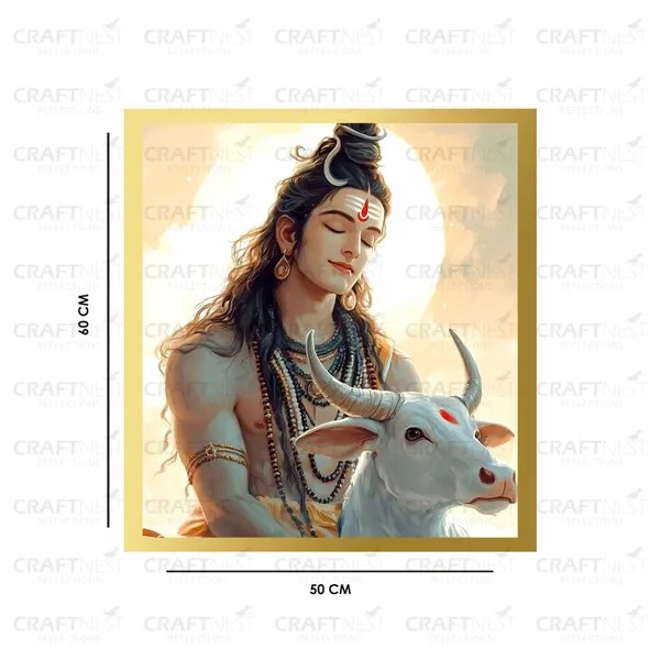 Craftnest_Reflections_Lord_Shiva_Religious_60X50_Cm_Wall_Frame,_Canvas_Printed_Golden_Framed_For_Home_Decor_Spiritual_Lord_For_Office,_Studio,_Bedroom,_Living_Room,_Design_4