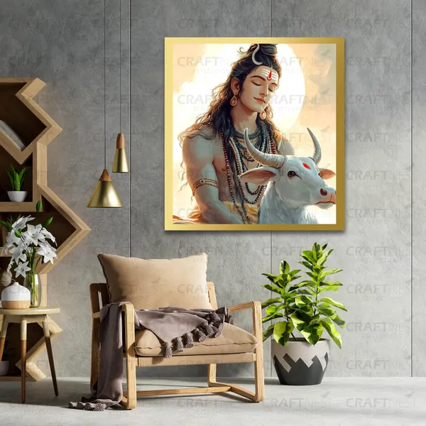 Craftnest_Reflections_Lord_Shiva_Religious_60X50_Cm_Wall_Frame,_Canvas_Printed_Golden_Framed_For_Home_Decor_Spiritual_Lord_For_Office,_Studio,_Bedroom,_Living_Room,_Design_4