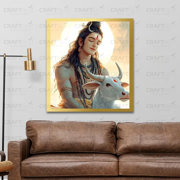 Craftnest_Reflections_Lord_Shiva_Religious_60X50_Cm_Wall_Frame,_Canvas_Printed_Golden_Framed_For_Home_Decor_Spiritual_Lord_For_Office,_Studio,_Bedroom,_Living_Room,_Design_4