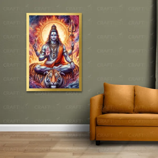 Craftnest_Reflections_Lord_Shiva_Religious_91X60_Cm_Wall_Frame,_Canvas_Printed_Golden_Framed_For_Home_Decor_Spiritual_Lord_For_Office,_Studio,_Bedroom,_Living_Room,_Design_5