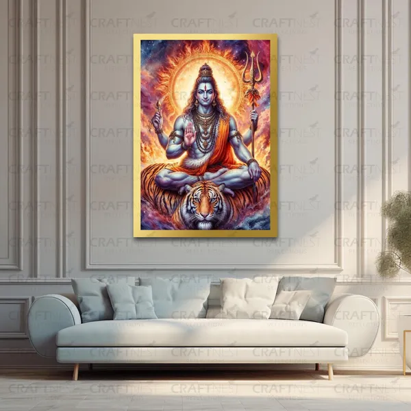 Craftnest_Reflections_Lord_Shiva_Religious_91X60_Cm_Wall_Frame,_Canvas_Printed_Golden_Framed_For_Home_Decor_Spiritual_Lord_For_Office,_Studio,_Bedroom,_Living_Room,_Design_5