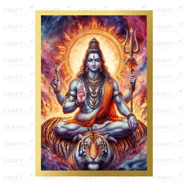 Craftnest_Reflections_Lord_Shiva_Religious_91X60_Cm_Wall_Frame,_Canvas_Printed_Golden_Framed_For_Home_Decor_Spiritual_Lord_For_Office,_Studio,_Bedroom,_Living_Room,_Design_5