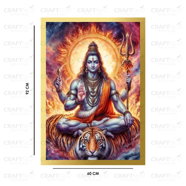 Craftnest_Reflections_Lord_Shiva_Religious_91X60_Cm_Wall_Frame,_Canvas_Printed_Golden_Framed_For_Home_Decor_Spiritual_Lord_For_Office,_Studio,_Bedroom,_Living_Room,_Design_5