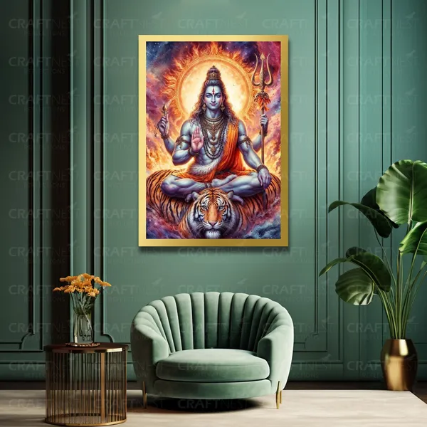 Craftnest_Reflections_Lord_Shiva_Religious_91X60_Cm_Wall_Frame,_Canvas_Printed_Golden_Framed_For_Home_Decor_Spiritual_Lord_For_Office,_Studio,_Bedroom,_Living_Room,_Design_5