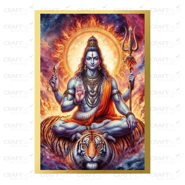 Craftnest_Reflections_Lord_Shiva_Religious_30X20_Cm_Wall_Frame,_Canvas_Printed_Golden_Framed_For_Home_Decor_Spiritual_Lord_For_Office,_Studio,_Bedroom,_Living_Room,_Design_5