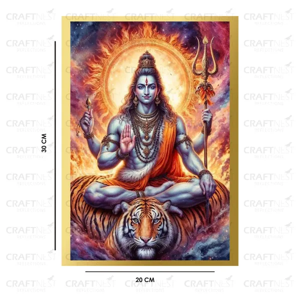 Craftnest_Reflections_Lord_Shiva_Religious_30X20_Cm_Wall_Frame,_Canvas_Printed_Golden_Framed_For_Home_Decor_Spiritual_Lord_For_Office,_Studio,_Bedroom,_Living_Room,_Design_5