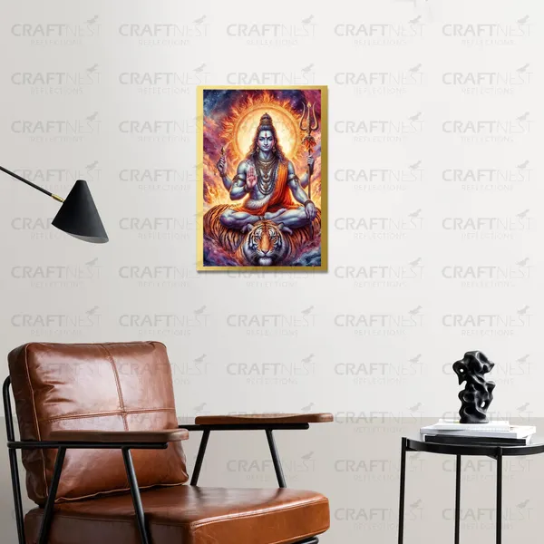 Craftnest_Reflections_Lord_Shiva_Religious_30X20_Cm_Wall_Frame,_Canvas_Printed_Golden_Framed_For_Home_Decor_Spiritual_Lord_For_Office,_Studio,_Bedroom,_Living_Room,_Design_5