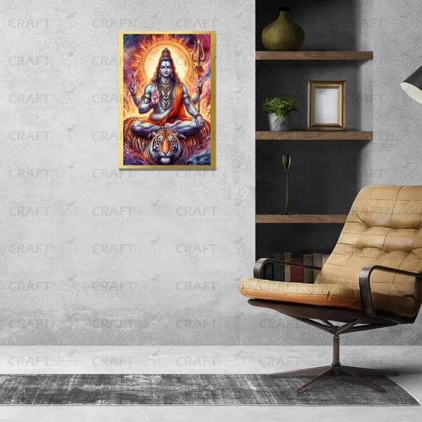Craftnest_Reflections_Lord_Shiva_Religious_30X20_Cm_Wall_Frame,_Canvas_Printed_Golden_Framed_For_Home_Decor_Spiritual_Lord_For_Office,_Studio,_Bedroom,_Living_Room,_Design_5