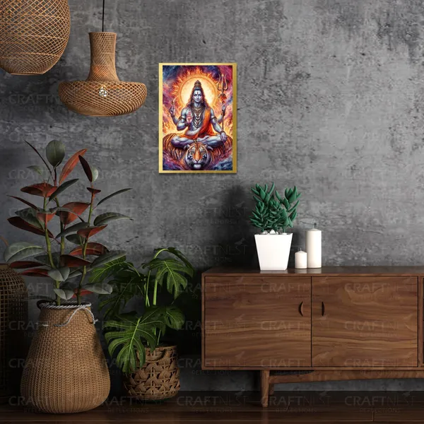 Craftnest_Reflections_Lord_Shiva_Religious_30X20_Cm_Wall_Frame,_Canvas_Printed_Golden_Framed_For_Home_Decor_Spiritual_Lord_For_Office,_Studio,_Bedroom,_Living_Room,_Design_5