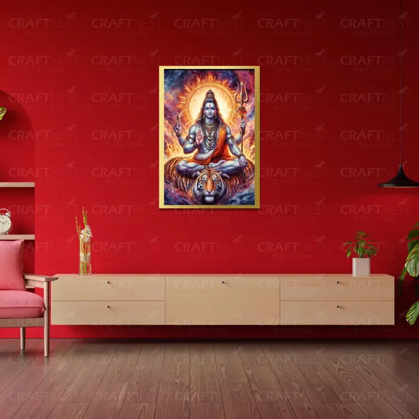 Craftnest_Reflections_Lord_Shiva_Religious_42X30_Cm_Wall_Frame,_Canvas_Printed_Golden_Framed_For_Home_Decor_Spiritual_Lord_For_Office,_Studio,_Bedroom,_Living_Room,_Design_5