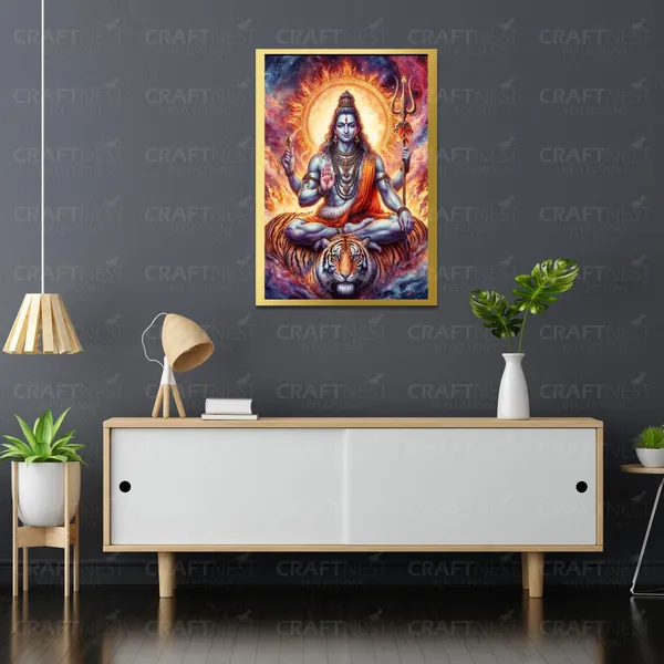 Craftnest_Reflections_Lord_Shiva_Religious_42X30_Cm_Wall_Frame,_Canvas_Printed_Golden_Framed_For_Home_Decor_Spiritual_Lord_For_Office,_Studio,_Bedroom,_Living_Room,_Design_5