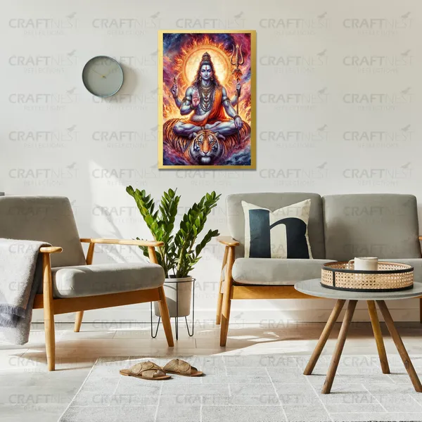 Craftnest_Reflections_Lord_Shiva_Religious_42X30_Cm_Wall_Frame,_Canvas_Printed_Golden_Framed_For_Home_Decor_Spiritual_Lord_For_Office,_Studio,_Bedroom,_Living_Room,_Design_5