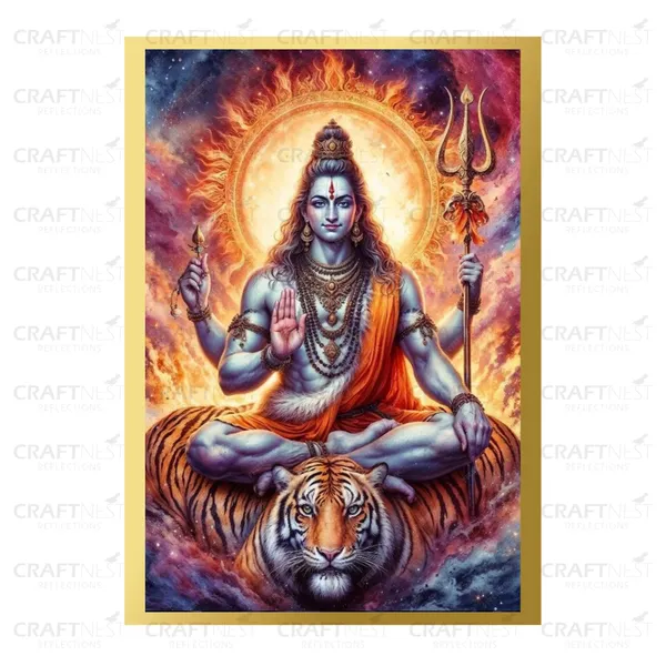 Craftnest_Reflections_Lord_Shiva_Religious_42X30_Cm_Wall_Frame,_Canvas_Printed_Golden_Framed_For_Home_Decor_Spiritual_Lord_For_Office,_Studio,_Bedroom,_Living_Room,_Design_5