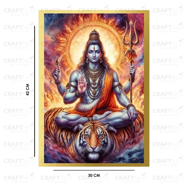 Craftnest_Reflections_Lord_Shiva_Religious_42X30_Cm_Wall_Frame,_Canvas_Printed_Golden_Framed_For_Home_Decor_Spiritual_Lord_For_Office,_Studio,_Bedroom,_Living_Room,_Design_5