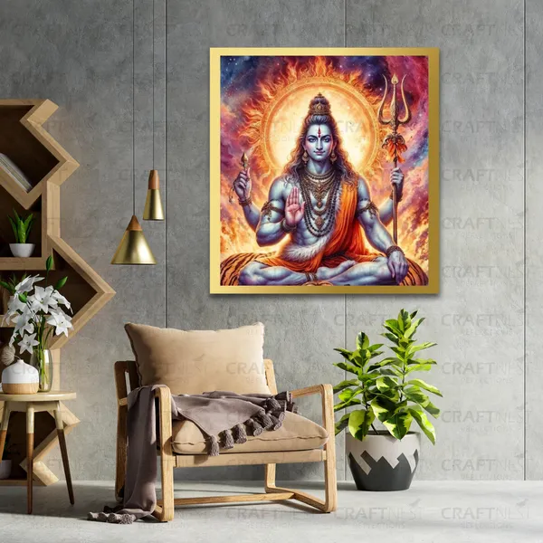 Craftnest_Reflections_Lord_Shiva_Religious_60X50_Cm_Wall_Frame,_Canvas_Printed_Golden_Framed_For_Home_Decor_Spiritual_Lord_For_Office,_Studio,_Bedroom,_Living_Room,_Design_5