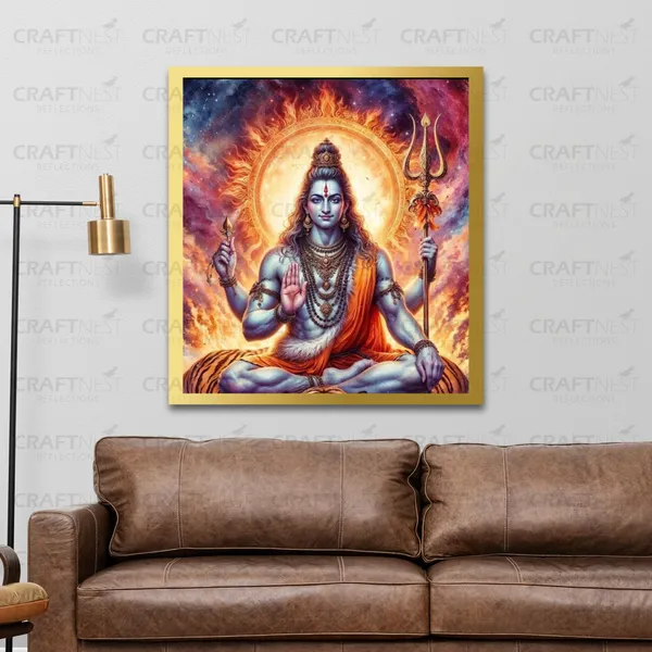 Craftnest_Reflections_Lord_Shiva_Religious_60X50_Cm_Wall_Frame,_Canvas_Printed_Golden_Framed_For_Home_Decor_Spiritual_Lord_For_Office,_Studio,_Bedroom,_Living_Room,_Design_5