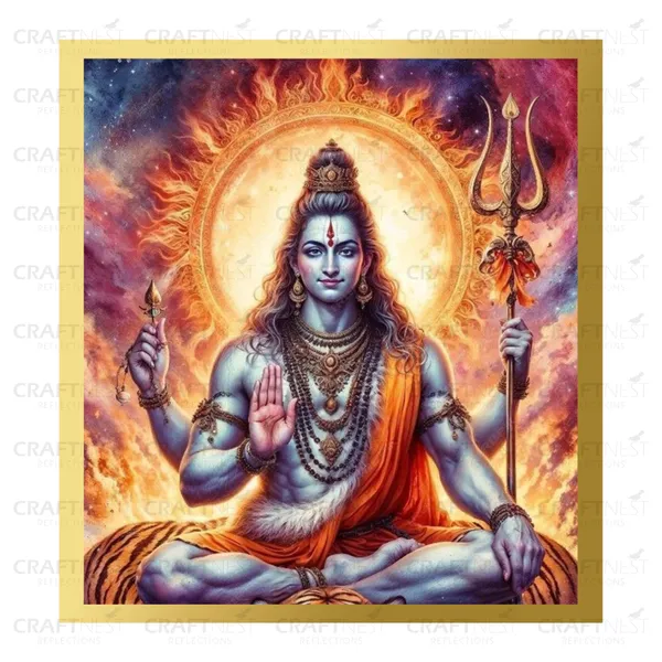 Craftnest_Reflections_Lord_Shiva_Religious_60X50_Cm_Wall_Frame,_Canvas_Printed_Golden_Framed_For_Home_Decor_Spiritual_Lord_For_Office,_Studio,_Bedroom,_Living_Room,_Design_5