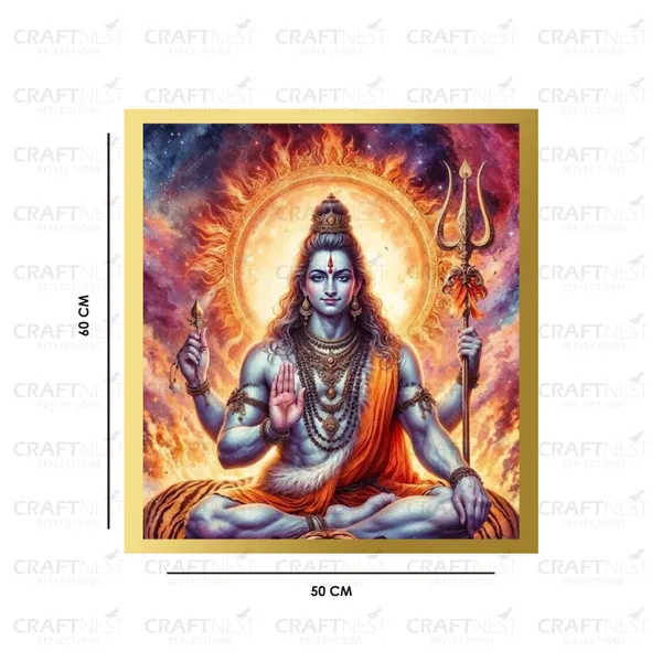 Craftnest_Reflections_Lord_Shiva_Religious_60X50_Cm_Wall_Frame,_Canvas_Printed_Golden_Framed_For_Home_Decor_Spiritual_Lord_For_Office,_Studio,_Bedroom,_Living_Room,_Design_5