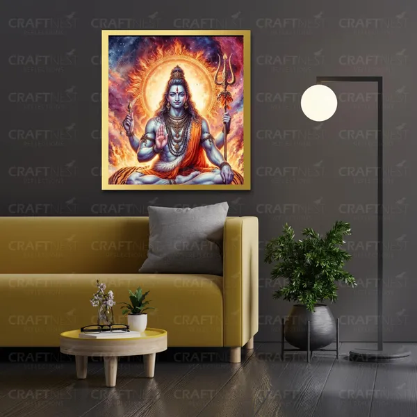 Craftnest_Reflections_Lord_Shiva_Religious_60X50_Cm_Wall_Frame,_Canvas_Printed_Golden_Framed_For_Home_Decor_Spiritual_Lord_For_Office,_Studio,_Bedroom,_Living_Room,_Design_5