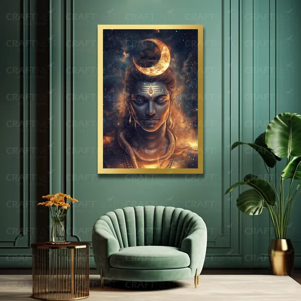 Craftnest_Reflections_Lord_Shiva_Religious_91X60_Cm_Wall_Frame,_Canvas_Printed_Golden_Framed_For_Home_Decor_Spiritual_Lord_For_Office,_Studio,_Bedroom,_Living_Room,_Design_6