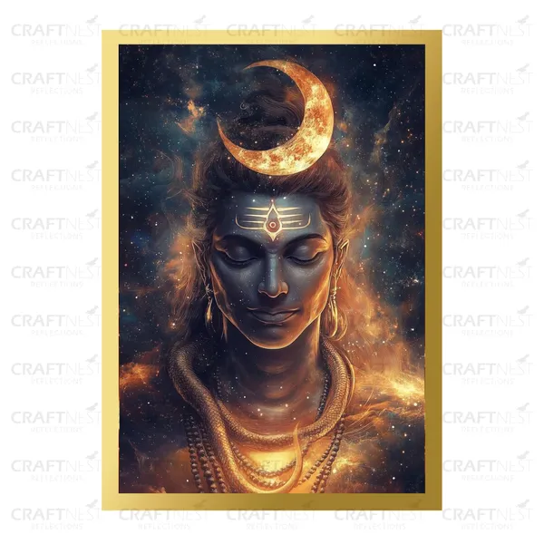 Craftnest_Reflections_Lord_Shiva_Religious_91X60_Cm_Wall_Frame,_Canvas_Printed_Golden_Framed_For_Home_Decor_Spiritual_Lord_For_Office,_Studio,_Bedroom,_Living_Room,_Design_6