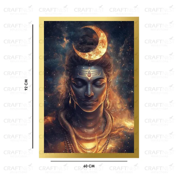 Craftnest_Reflections_Lord_Shiva_Religious_91X60_Cm_Wall_Frame,_Canvas_Printed_Golden_Framed_For_Home_Decor_Spiritual_Lord_For_Office,_Studio,_Bedroom,_Living_Room,_Design_6