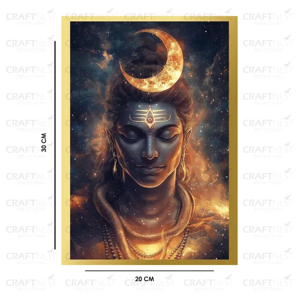 Craftnest_Reflections_Lord_Shiva_Religious_30X20_Cm_Wall_Frame,_Canvas_Printed_Golden_Framed_For_Home_Decor_Spiritual_Lord_For_Office,_Studio,_Bedroom,_Living_Room,_Design_6