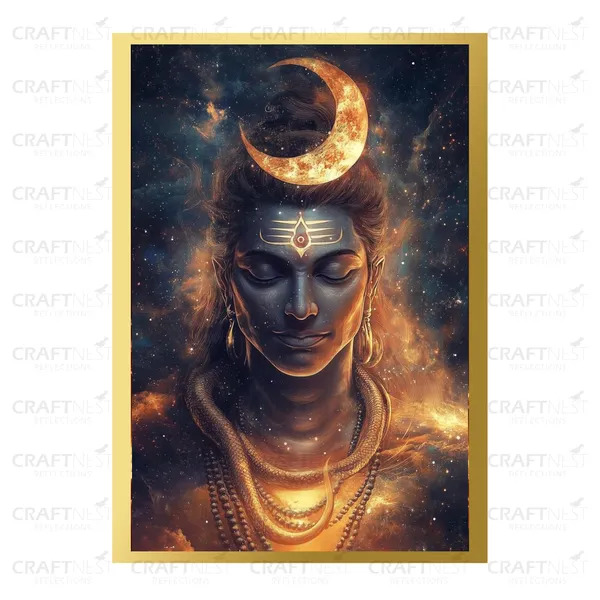 Craftnest_Reflections_Lord_Shiva_Religious_30X20_Cm_Wall_Frame,_Canvas_Printed_Golden_Framed_For_Home_Decor_Spiritual_Lord_For_Office,_Studio,_Bedroom,_Living_Room,_Design_6