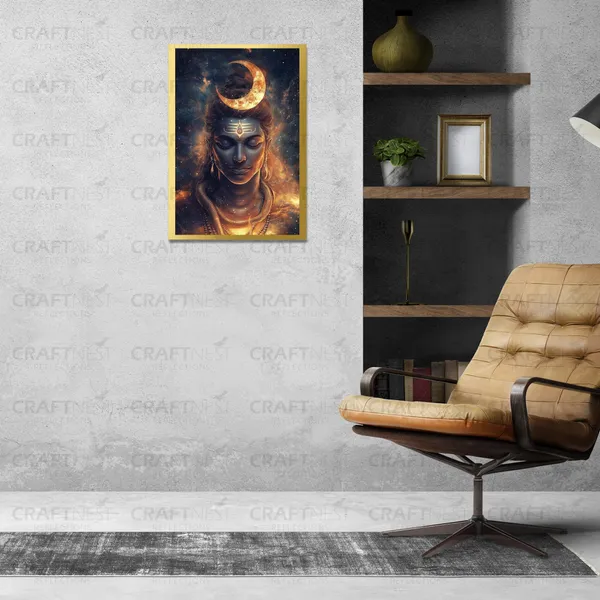 Craftnest_Reflections_Lord_Shiva_Religious_30X20_Cm_Wall_Frame,_Canvas_Printed_Golden_Framed_For_Home_Decor_Spiritual_Lord_For_Office,_Studio,_Bedroom,_Living_Room,_Design_6