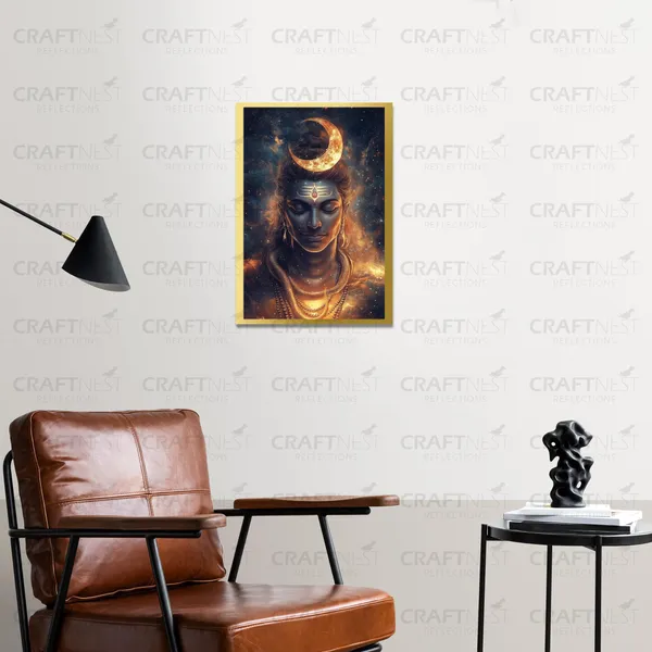 Craftnest_Reflections_Lord_Shiva_Religious_30X20_Cm_Wall_Frame,_Canvas_Printed_Golden_Framed_For_Home_Decor_Spiritual_Lord_For_Office,_Studio,_Bedroom,_Living_Room,_Design_6
