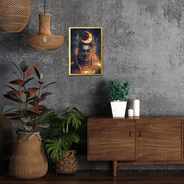 Craftnest_Reflections_Lord_Shiva_Religious_30X20_Cm_Wall_Frame,_Canvas_Printed_Golden_Framed_For_Home_Decor_Spiritual_Lord_For_Office,_Studio,_Bedroom,_Living_Room,_Design_6