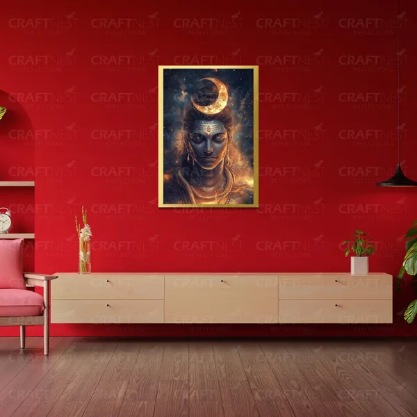 Craftnest_Reflections_Lord_Shiva_Religious_42X30_Cm_Wall_Frame,_Canvas_Printed_Golden_Framed_For_Home_Decor_Spiritual_Lord_For_Office,_Studio,_Bedroom,_Living_Room,_Design_6