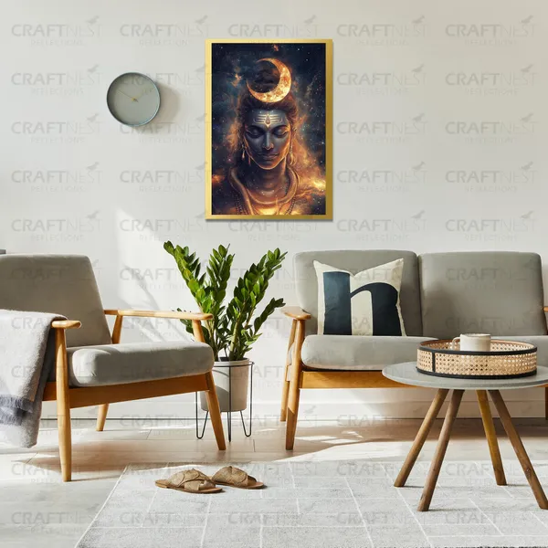 Craftnest_Reflections_Lord_Shiva_Religious_42X30_Cm_Wall_Frame,_Canvas_Printed_Golden_Framed_For_Home_Decor_Spiritual_Lord_For_Office,_Studio,_Bedroom,_Living_Room,_Design_6