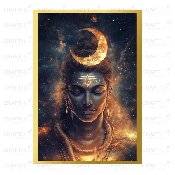 Craftnest_Reflections_Lord_Shiva_Religious_42X30_Cm_Wall_Frame,_Canvas_Printed_Golden_Framed_For_Home_Decor_Spiritual_Lord_For_Office,_Studio,_Bedroom,_Living_Room,_Design_6